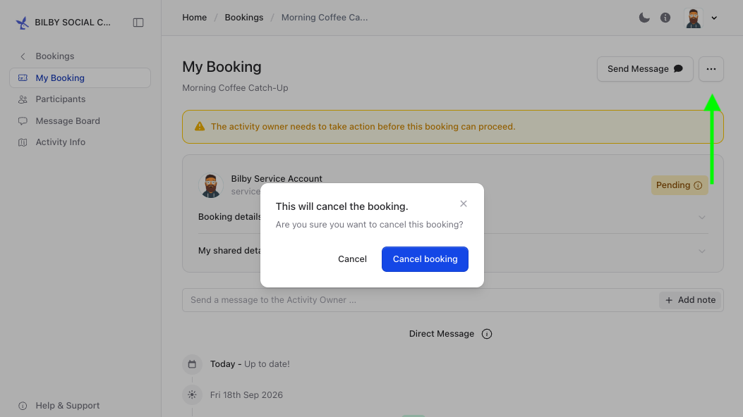 cancel a booking